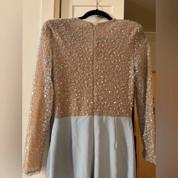 NADINE MERABI Sky Blue Embellished Jumpsuit - Picture 8 of 9